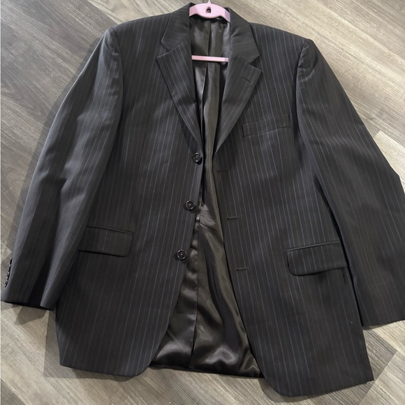 Elegant Men's Blazer - Deep Brown with Blue Stripes - Picture 5 of 7